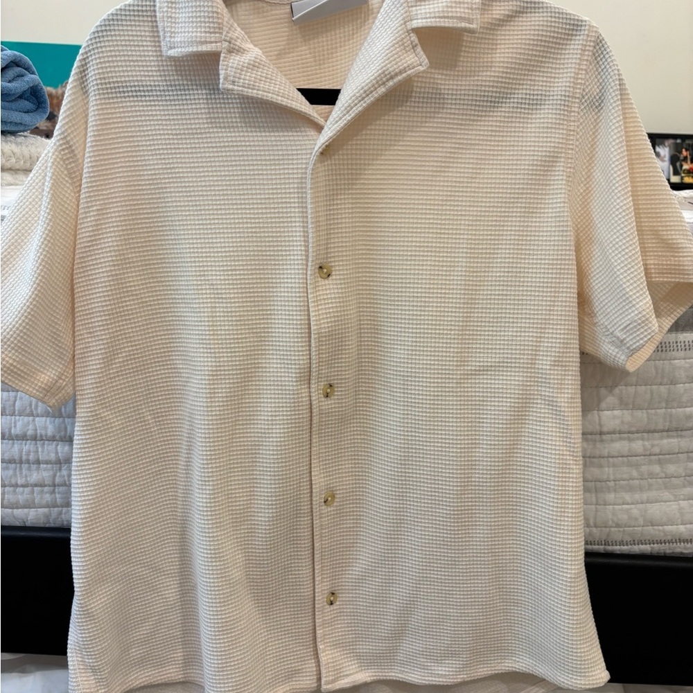 Cream Plenum Studio Shirt with Textured Fabric